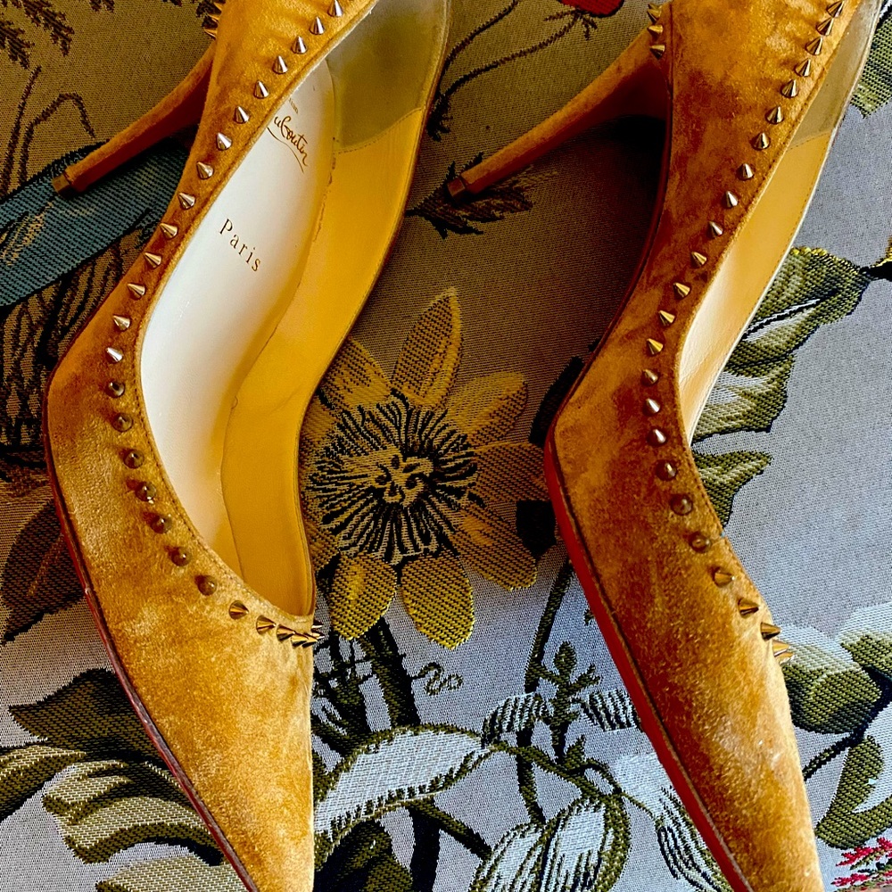 Christian Louboutin suede heels with spikes